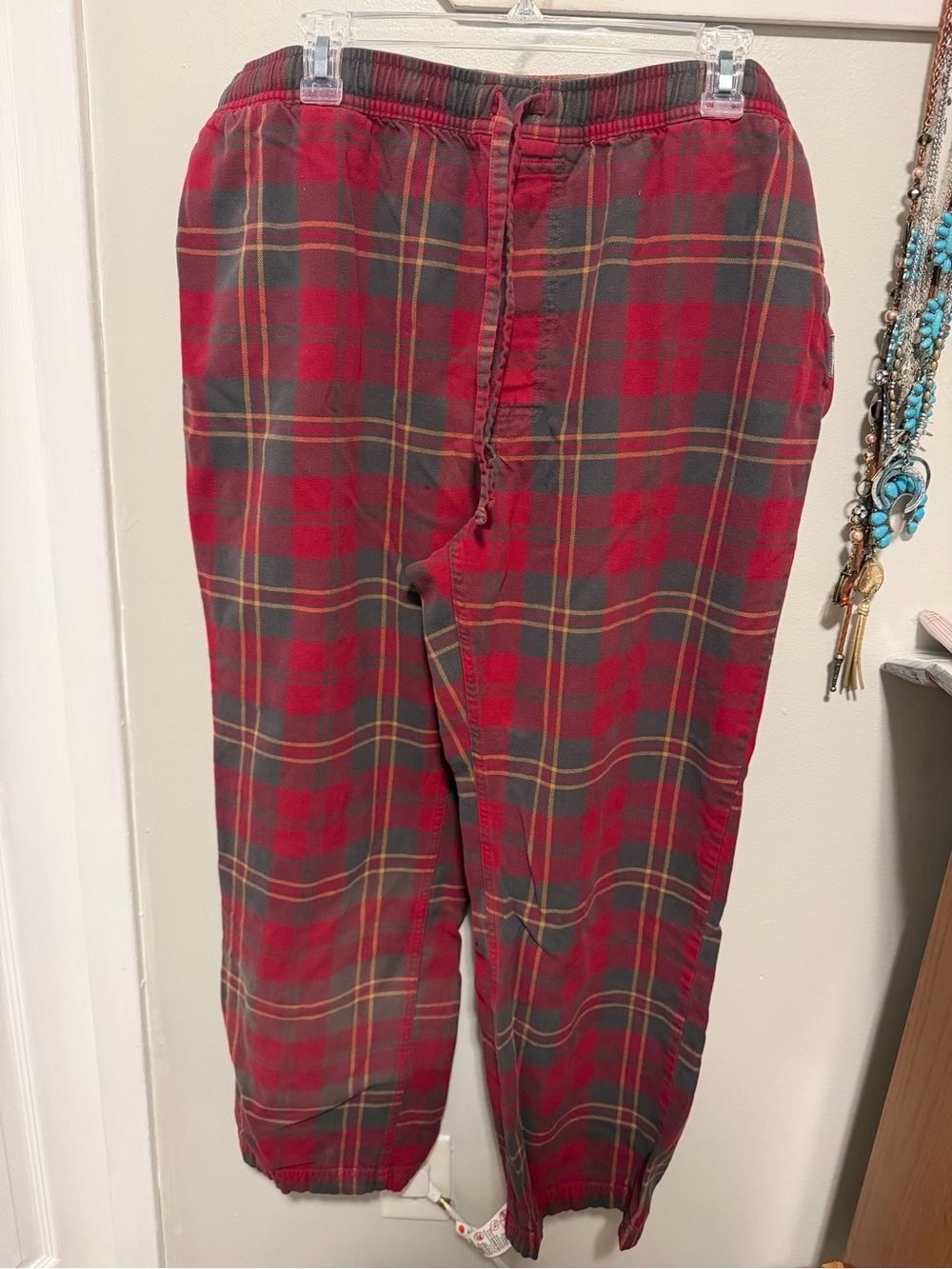 Eddie Bauer Red Plaid Jogger Sweatpants